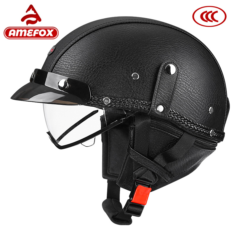 Factory direct 3C certification motorcycle retro helmet men's and women's summer four seasons motorcycle half helmet electric car Japanese scoop helmet