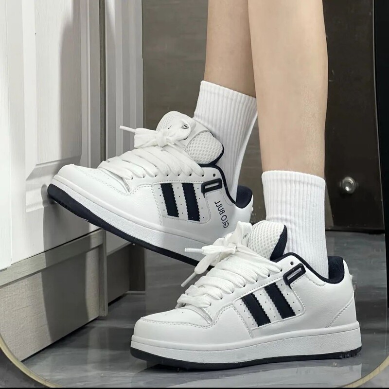 Hong Kong Style Thick-Soled Sneakers for Women 2025 Spring New Versatile Casual Niche Loafers Student White Shoes Trendy