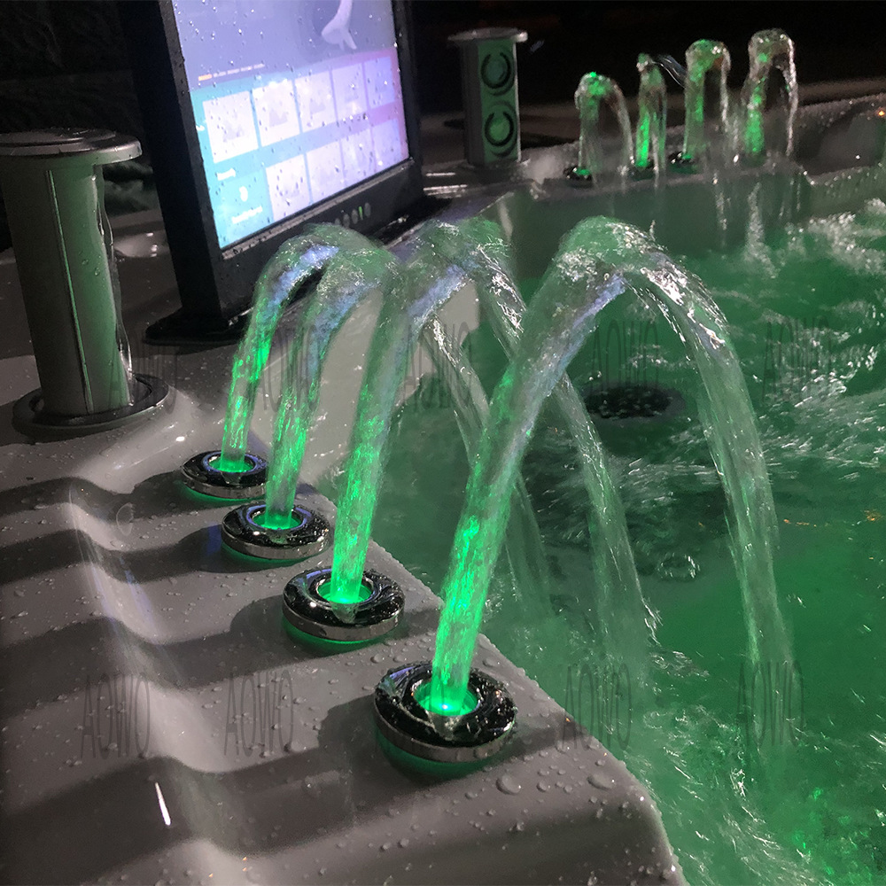Fuentes acrílicas al aire libre columna de agua cascada masaje bañera de surf spa inteligente jacuzzi piscina de remojo