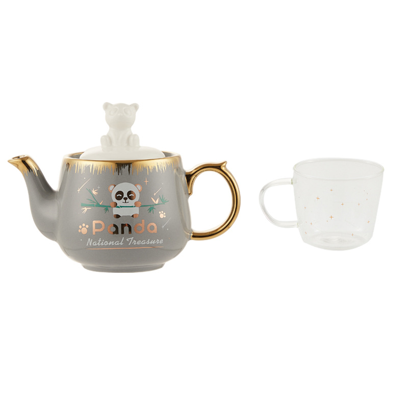 Cerámica Panda juego de té traje INS japonés Amazon Comercio exterior oferta especial puede añadir logo una olla una taza regalo