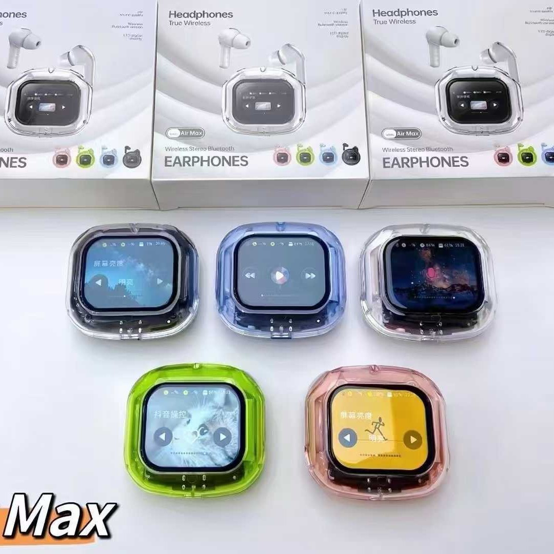 Nuevos auriculares Bluetooth Air max transfronterizos transparentes inalámbricos en el oído TWS pantalla táctil Juego de reducción de ruido