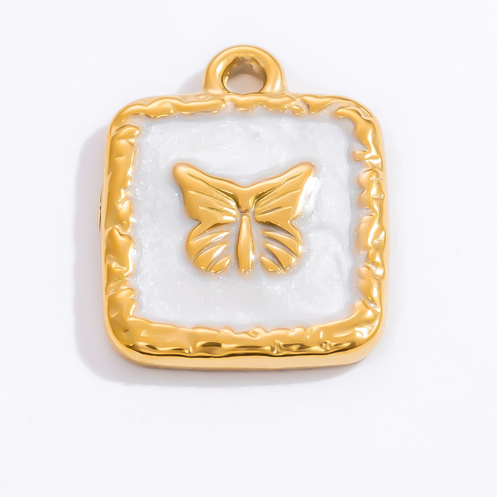 IG Style Style 1 Piece 8.9mm 304 Stainless Steel Zircon PVD Coated Real Gold Plated Cross Heart Shape Butterfly Pendant DIY Jewelry Accessories