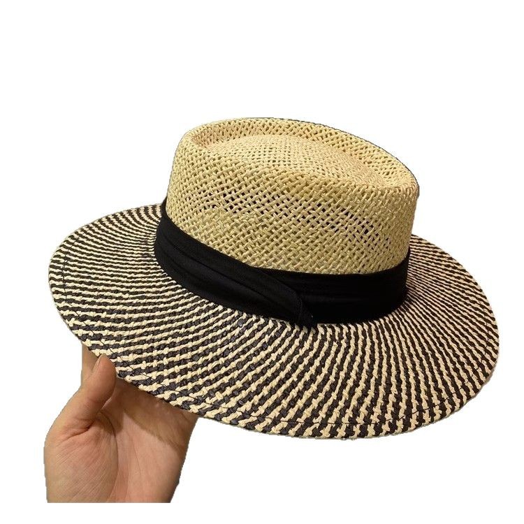 Summer Beach Straw Hat For Women Flat Top Sun Protection Hat Beach Bucket Hat Vacation Woven Sun Hat Luxury Style - Thumbnail 5