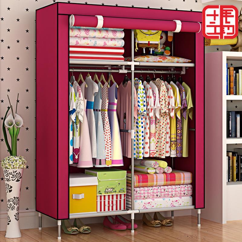 wardrobe Cloth wardrobe Storage cabinet household bedroom Fabric art Closets Assemble Rental