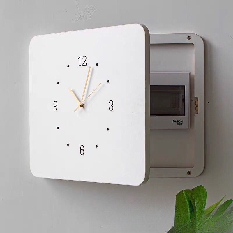 シンプルな装飾画電気時計ボックス北欧時計付きの掛け時計の掛け時計は時計の客間を遮って穴を開けないでください。|undefined