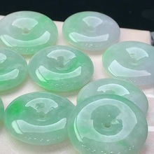 缅甸天然翡翠A货 带色平安扣翡翠吊坠珠宝手饰饰品