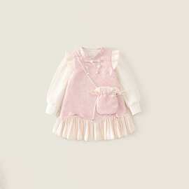 开春洋气两件套时髦新款2026宝宝衣服公主女童儿童套裙套装春秋装