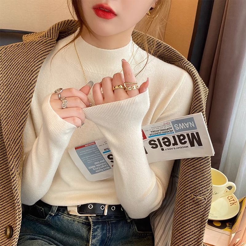半高领打底衫女秋冬内搭2025新款韩系爆款修身毛衣针织衫中领上衣|undefined