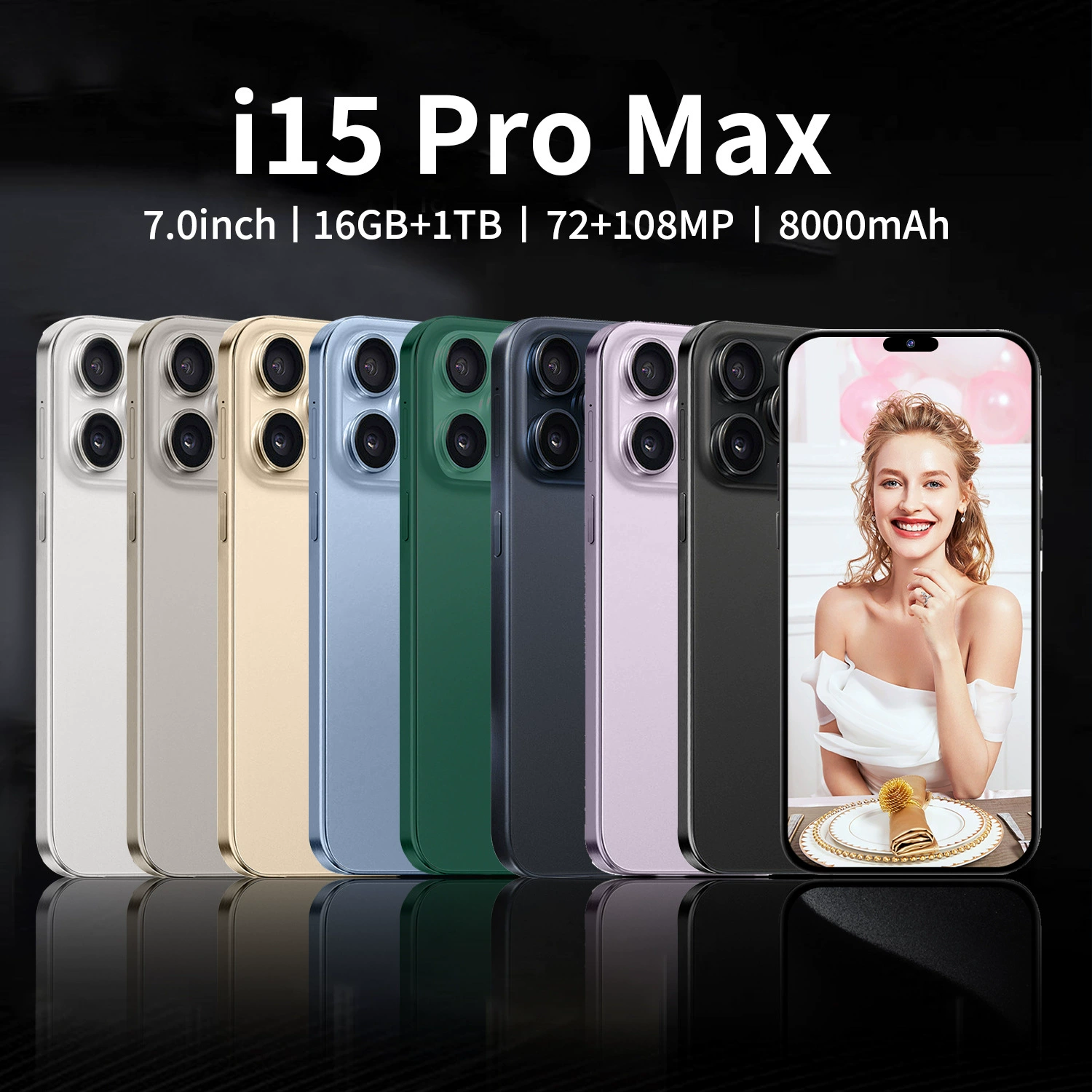 Умные часы, большой мобильный телефон, core i15, 15 pro max, (跨境 торговля), 7,0-дюймовый, широкий экран, Android