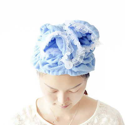 fashion Solid soft Lace lace enlarge thickening Super water uptake fast Dry hair cap Bathing cap