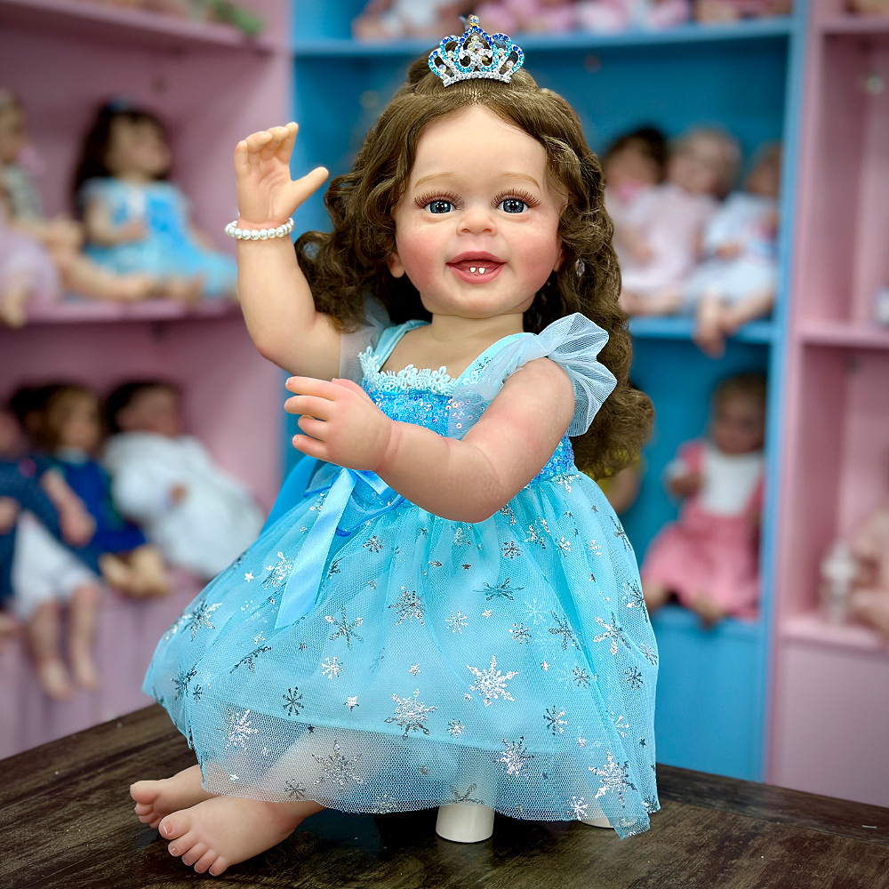 Puede ser suave juguetes de venta caliente en stock muñeca cruda lavable transfronteriza pesada 55CM muñeca de cabello largo de la niña