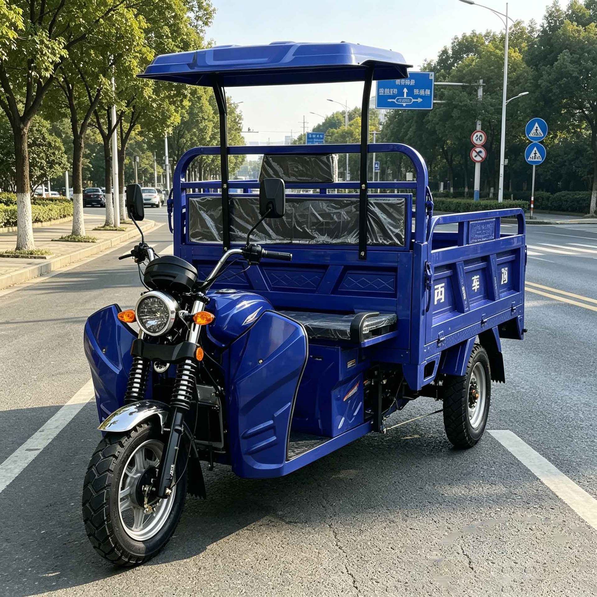 Agricultural Cargo-Carrying Fuel-Powered Tricycle for Export to Africa, Passenger Motorcycle with Canopy, Durable, Powerful, Multi-Seater