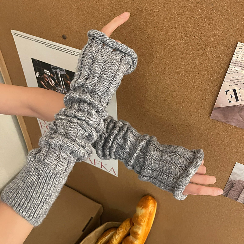 Millennium Y2K trendy girl subculture ribbed merino wool long girl girl warm gloves JK school style women's gloves