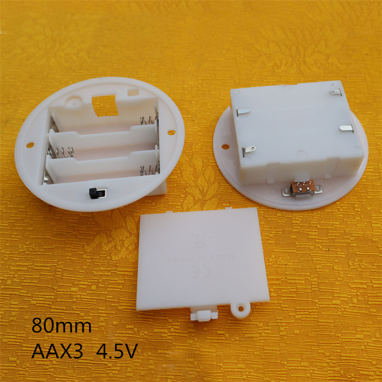 Round battery case, copper switch key, diameter 80mm, 80mm, 5v