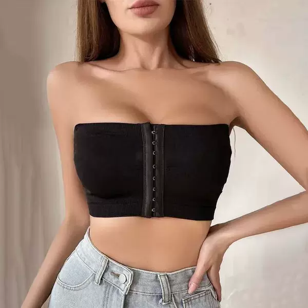 European and American plus size Underwear Women's Cross-border Pucked Strapless Women's Bras Gather No Steel Ring Wrap Chest Back Wholesale
