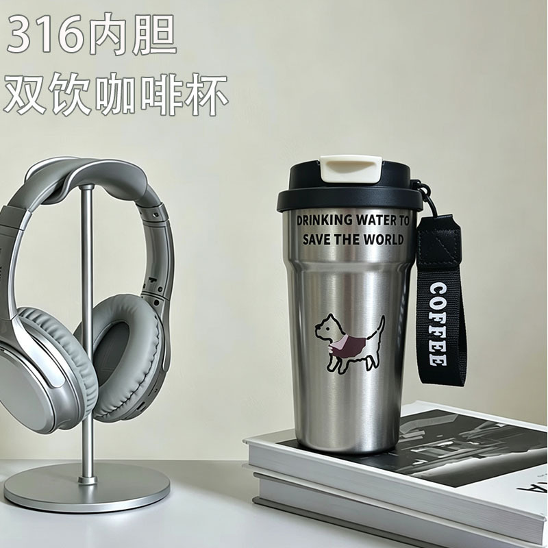 New Style Kitten Coffee Cup for Girls, Cute Cartoon Thermos Cup, High-Looking Thermos Cup with Double Drinking Mouth, Direct Drinking Coffee Cup New Style Kitten Coffee Cup for Girls, Cute Cartoon Thermos Cup, High-Looking Thermos Cup with Double Drinking Mouth, Direct Drinking Coffee Cup