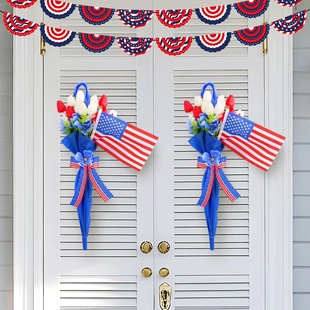 New Cross-Border American Independence Day Garland Home Front Door Decoration Garland Simulated Red and Blue Tulips Amazon