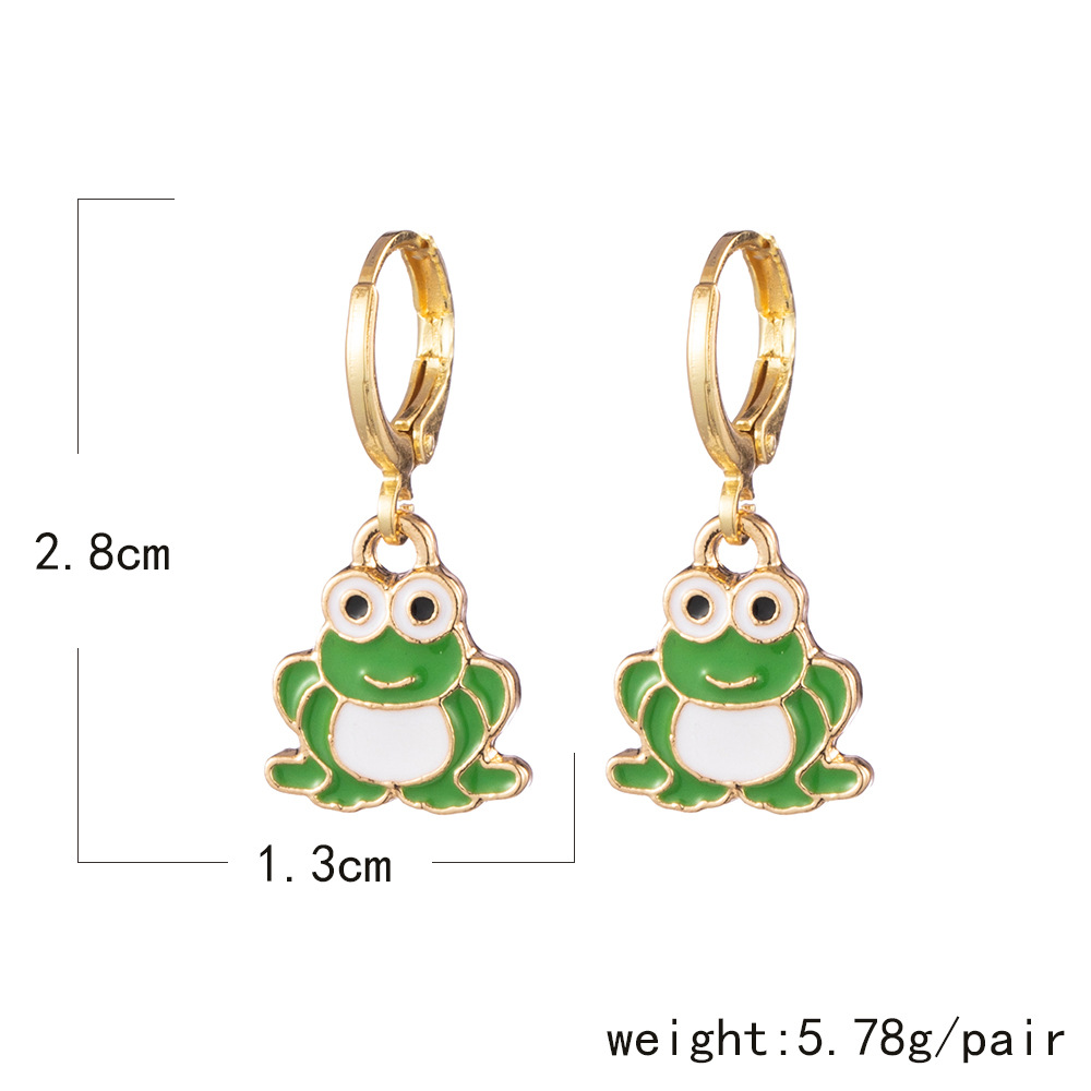 New Fashion Cartoon Frog Earrings Personality Alloy Dripping Oil Cute Color Frog Ear Clip display picture 16