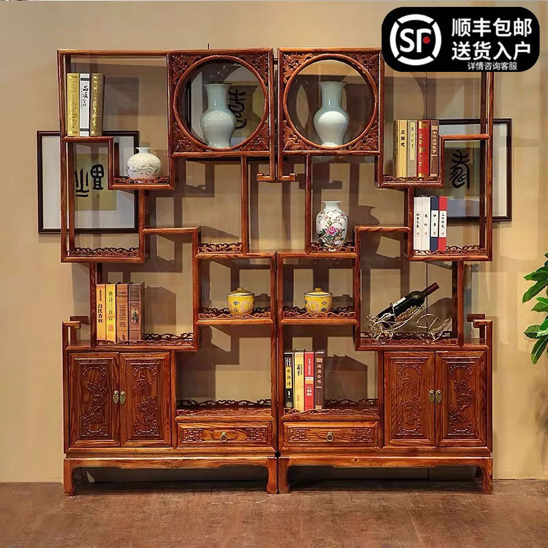 Solid wood study cabinet office multi-purpose cabinet tea cabinet tea room display cabinet product rack complete display rack