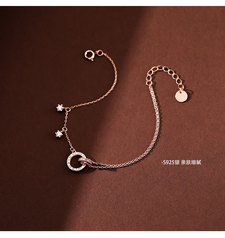 Linglang Trendy Dainty S925 Sterling Silver Bracelet Skin-friendly Jewelry Adjustable Chain Bracelet for Women Teen Girls