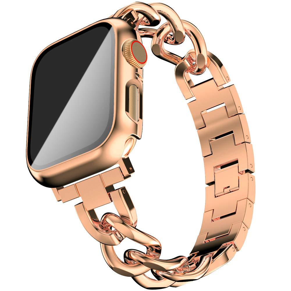Chanel estilo de una sola fila Cadena de mezclilla de cadena de Apple correa de metal adecuado para Apple Applewatch6/7/8 Serie Completa