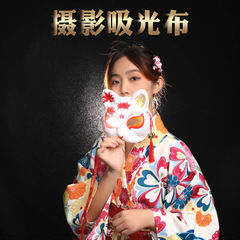 黑色植絨布吸光布針織底寫真攝影棚背景布不反光網紅宿舍自拍黑布