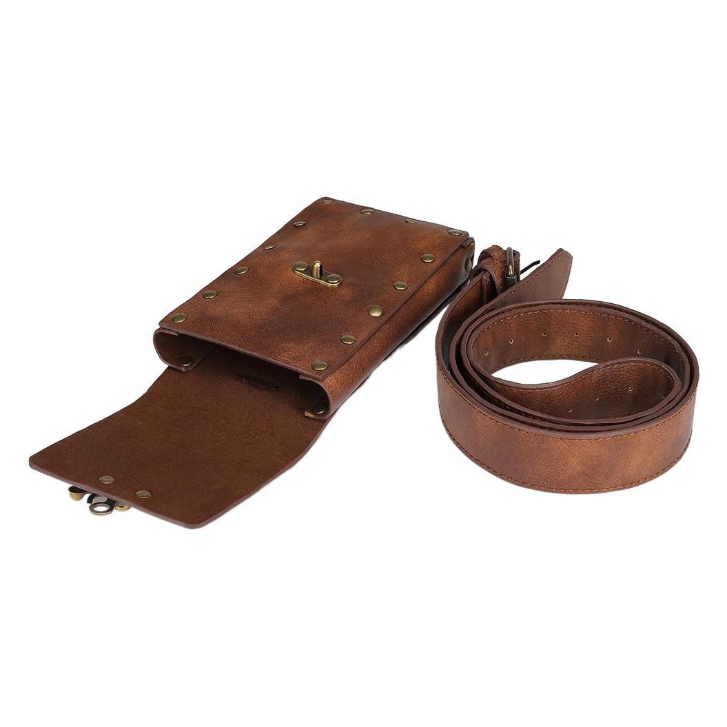 Nuevo europeo y americano punk bolso de las mujeres retro marrón al aire libre cambio de teléfono móvil mini bolso deportivo casual mini bolso de la cintura