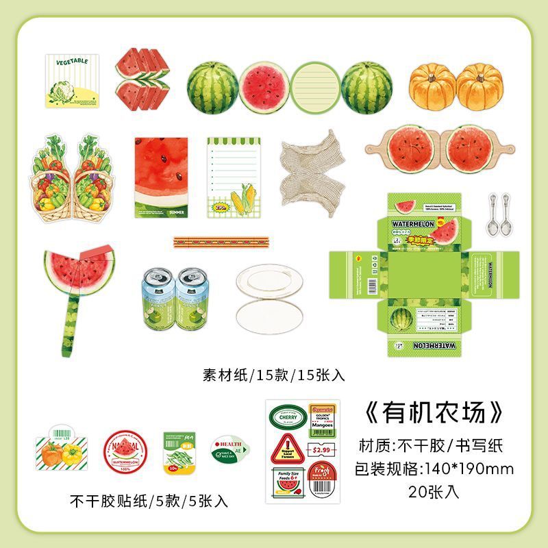 Infeel.Me素材包 新鲜卖场四弹系列美食图案创意趣味小机关手帐贴|undefined
