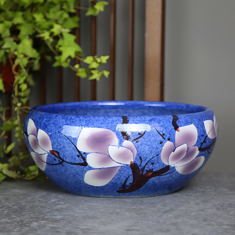 *金魚飼育用景徳鎮陶器大水槽、卸売亀鉢、水耕植物、睡蓮、蓮水槽、卓上飾り|undefined