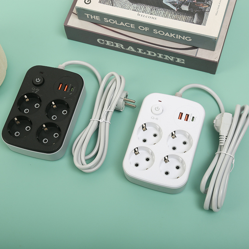 欧式多功能插座智能多功能办公室排插中性彩盒包装俄罗斯外贸插排