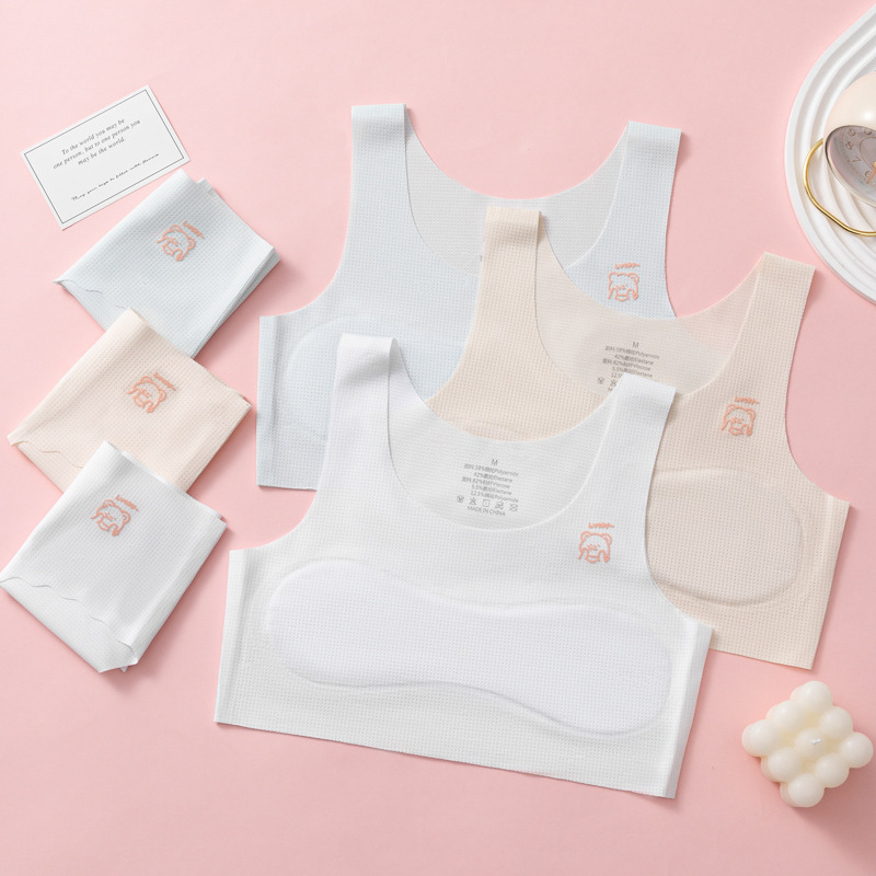 Children's Underwear Summer Breathable Seamless Girls Underwear Primary and Secondary School Students Developmental Girl Underwear Vest Set