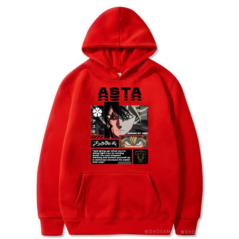 Black Clover negro de cinco hojas Asta más suéter de terciopelo deportivo sudadera con capucha anime hoodie