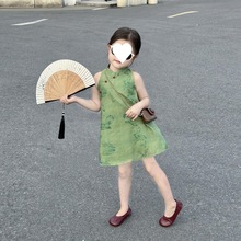 女童夏季中式旗袍裙2024新款儿童洋气国风连衣裙无袖唐装新中代发