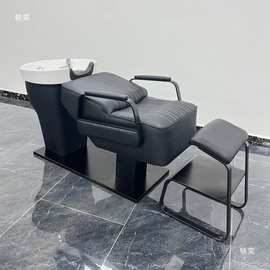 网红半躺理发店洗头床简约发廊美发店不锈钢陶瓷盆冲水床加热水器