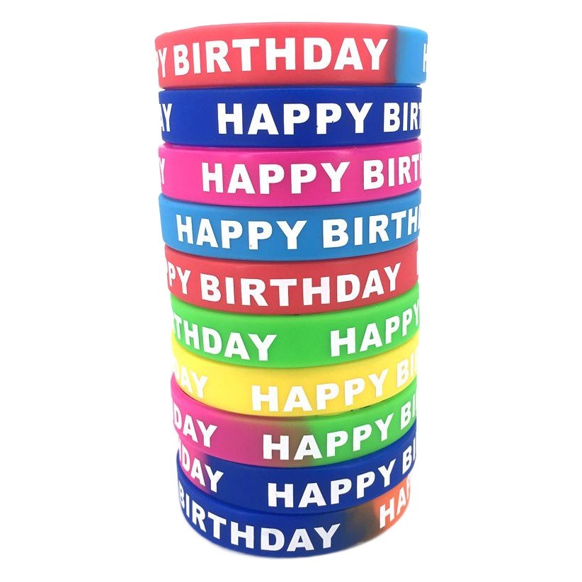 Pulsera de silicona pulsera niños impresión luminosa pulsera redonda deportes pulsera happybirthday banda de silicona