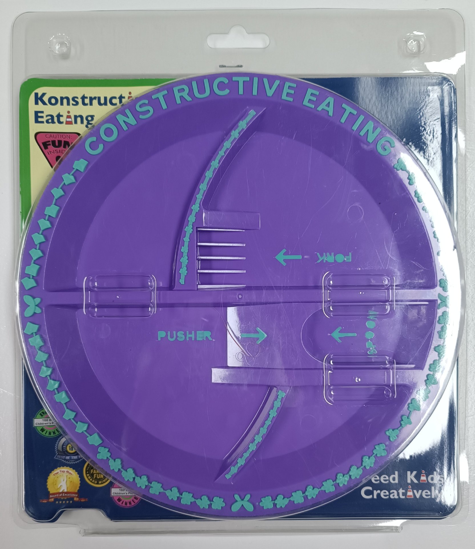 Dinneractive coche excavadora pala tenedor pala plato vajilla para niños tres traje
