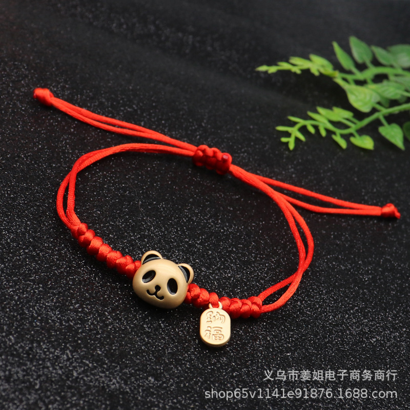 潮流龍貓熊貓紅繩編織情侶手鍊恐龍手串diy飾品學生禮物直播貨源