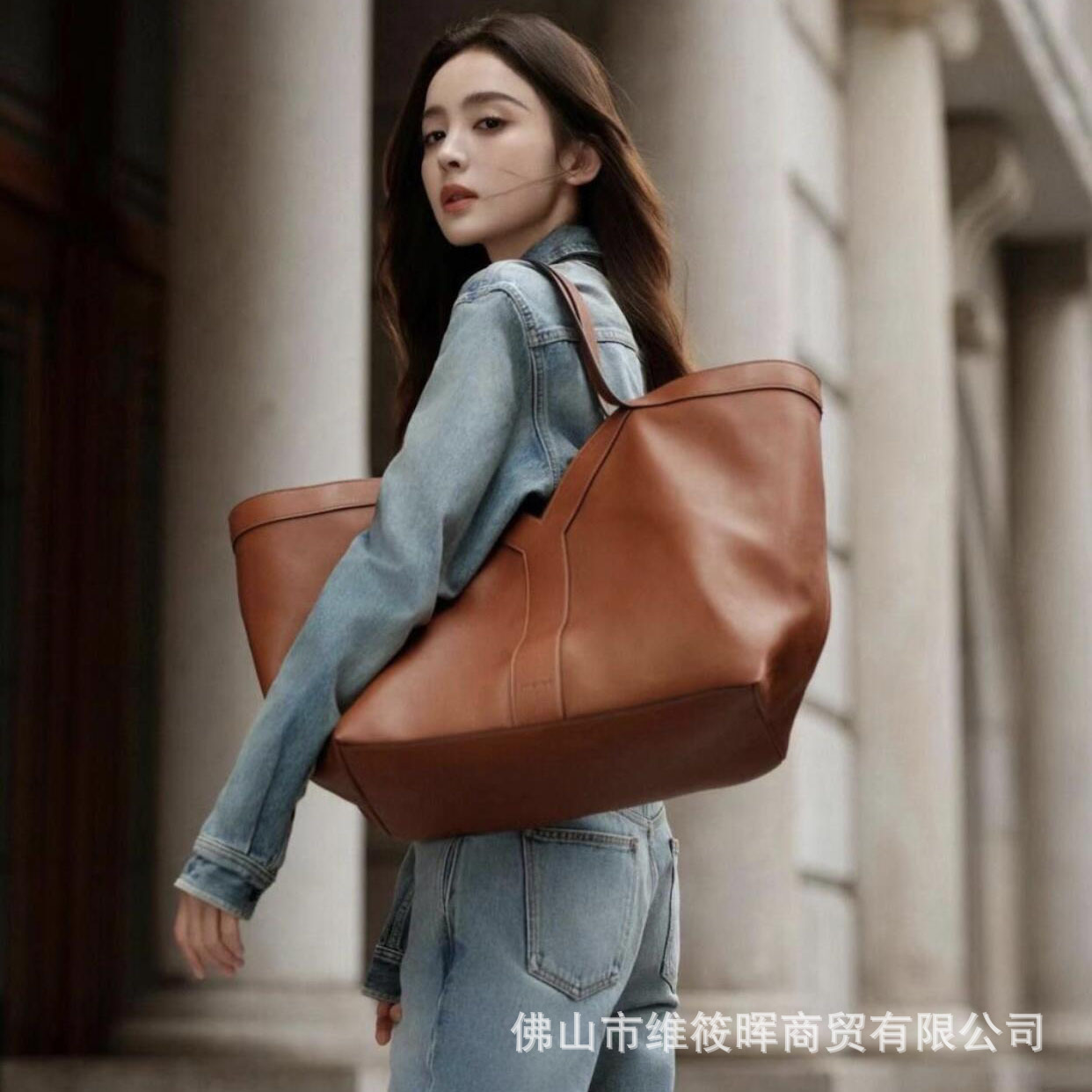 法国轻奢大牌杨树林Y字软皮大容量托特包慵懒风Cabas真皮腋下包女