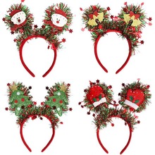 亚马逊爆款圣诞节星星彩色金丝发箍圣诞树雪人手套节日表演发箍