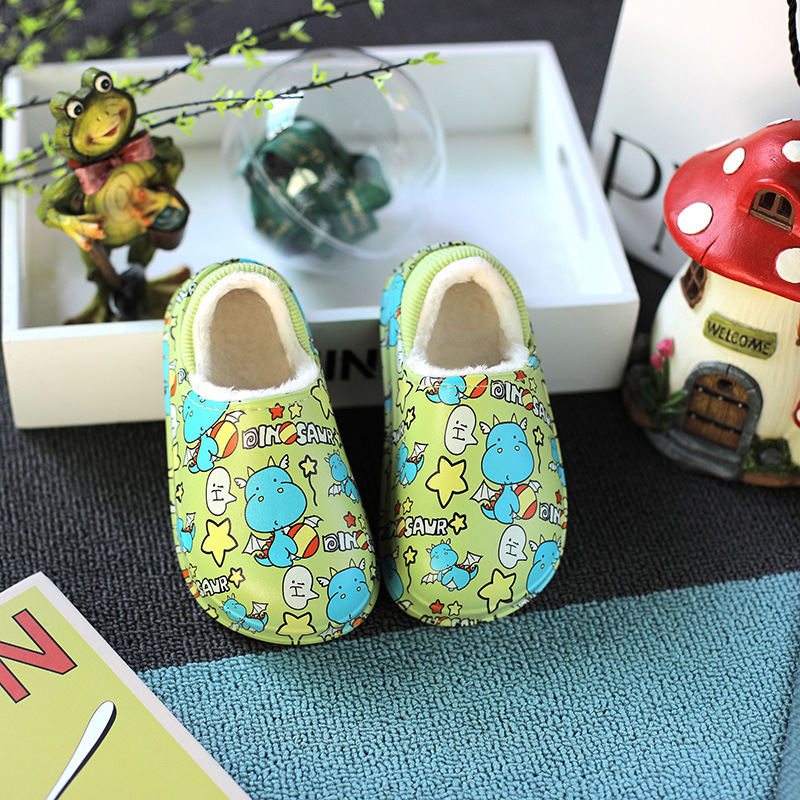 Winter Baby Cotton Slipper Bag Heel Waterproof And Anti-skid Indoor Cotton Shoes With Plush Soft Bottom Light Cartoon And Children's Slippers