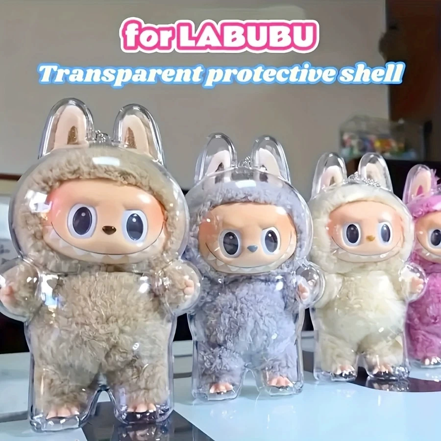 LABUBU Labubu прозрачный защитный чехол первого поколения, макарон, стоячий защитный чехол, пылезащитный чехол, аксессуары для детской одежды, оптовая продажа
