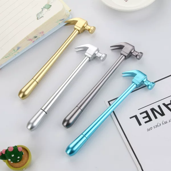 Cartoon Creative Tool Gold-Plated Hammer Pen, Simple Black Pen, Student Supplies Wholesale