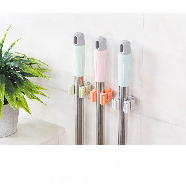 Cocina fuerte clip de fregona gancho libre de punzonado estante de fregona soporte multifunción clip de escoba clip de uñas sin costuras