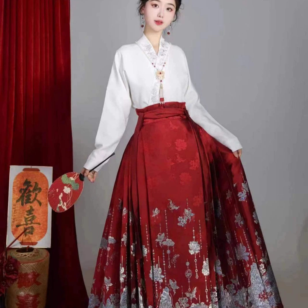 Новый китайский стиль ханьфу женские ежедневные Пригородные тосты платье с вышитой диагональной юбкой