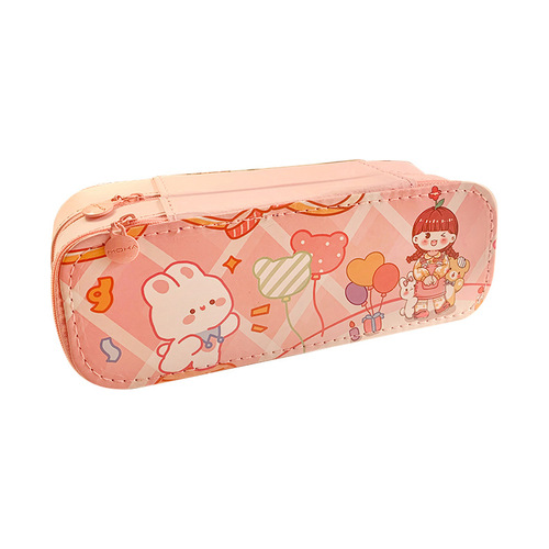 MOKA pencil bag for girls primary school students stationery box for girls high-looking double-layer large capacity  new pencil box