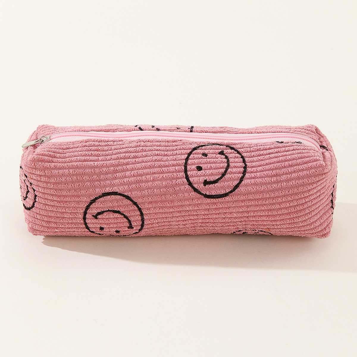 Cara sonriente caja de lápices de pana bolsa de almacenamiento de pincel de maquillaje de gran capacidad estilo universitario viaje Portátil Bolsa pequeña bolsa de sonrisa transfronteriza