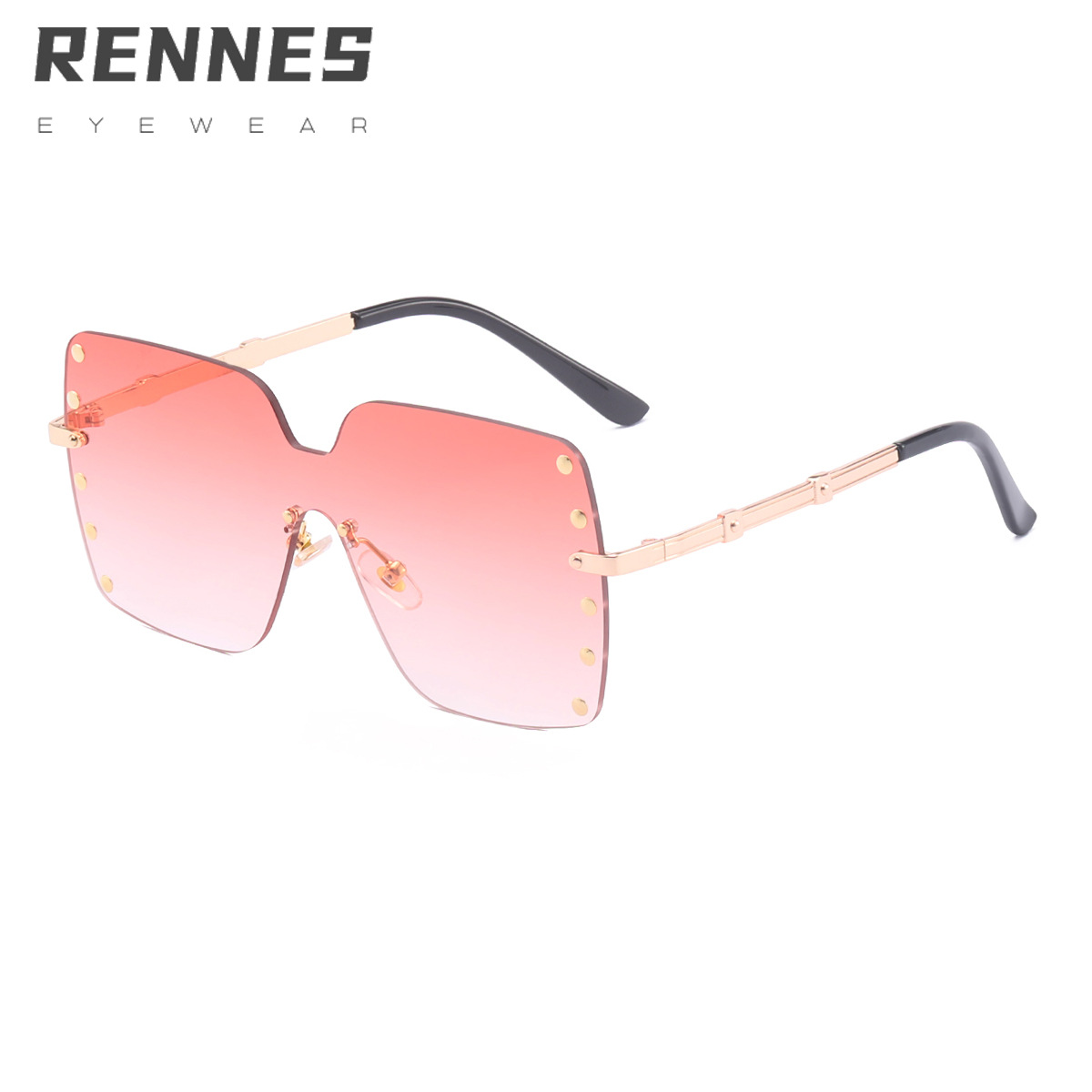 2022 nuevo remache de una pieza gafas de sol personalidad europea y americana gafas de sol sin marco gafas de sol de moda transfronteriza de las mujeres