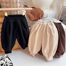 儿童装新款洋气男女童宽松休闲运动裤中小童加绒裤子灯芯绒束脚裤