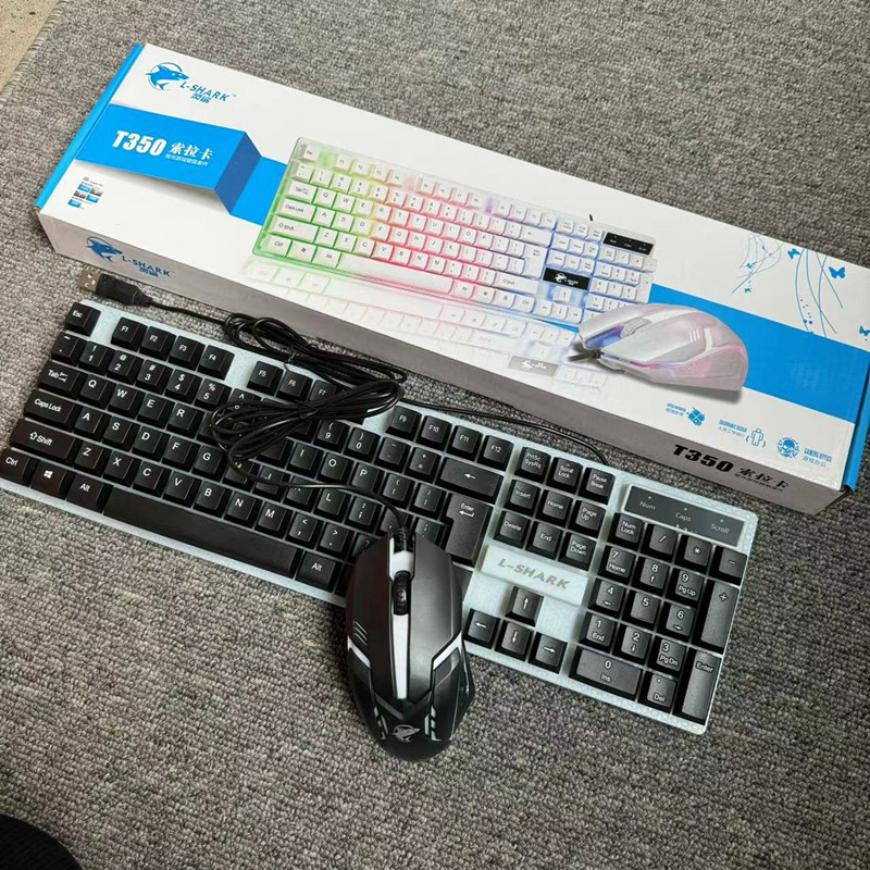 링샤 T350 발광 키보드 마우스 세트 - 블랙