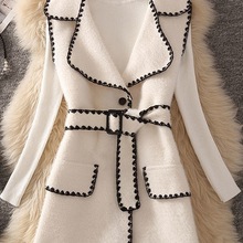 西装领毛呢马甲连衣裙女秋冬轻奢复古收腰修身气质女神毛衣两件套